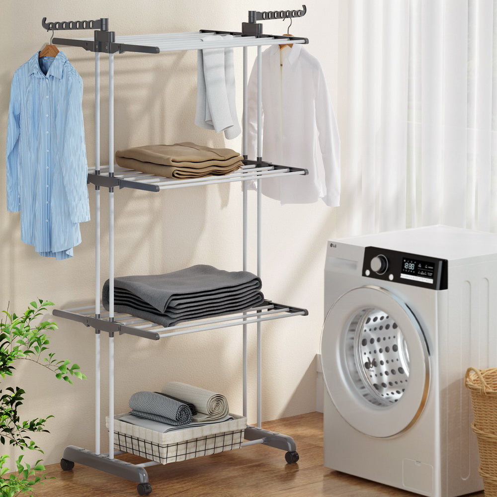 Artiss 173cm Foldable Clothes Airer Drying Rack Grey/White