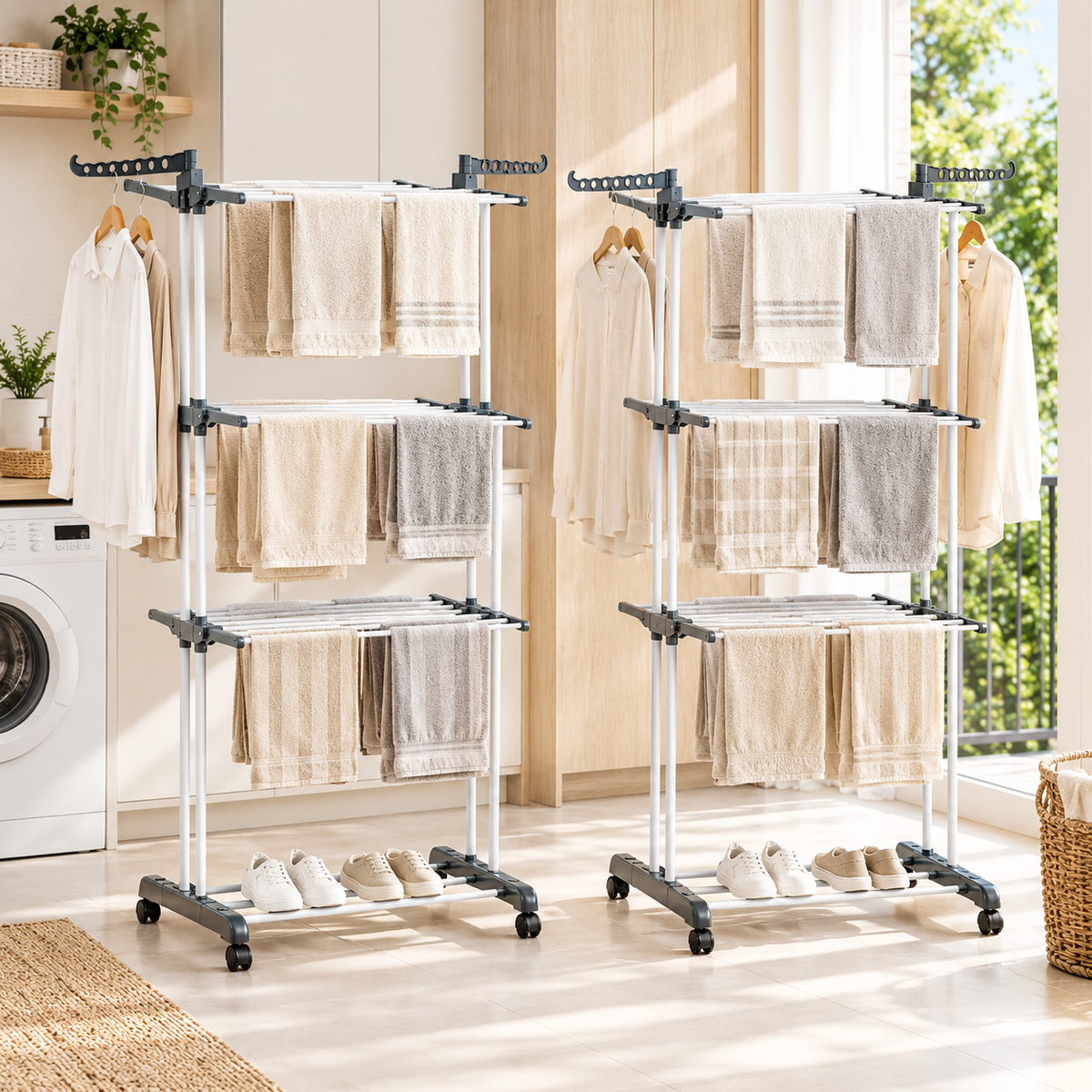Artiss 2X Clothes Drying Rack 173cm Coat Airer Hanger Foldable