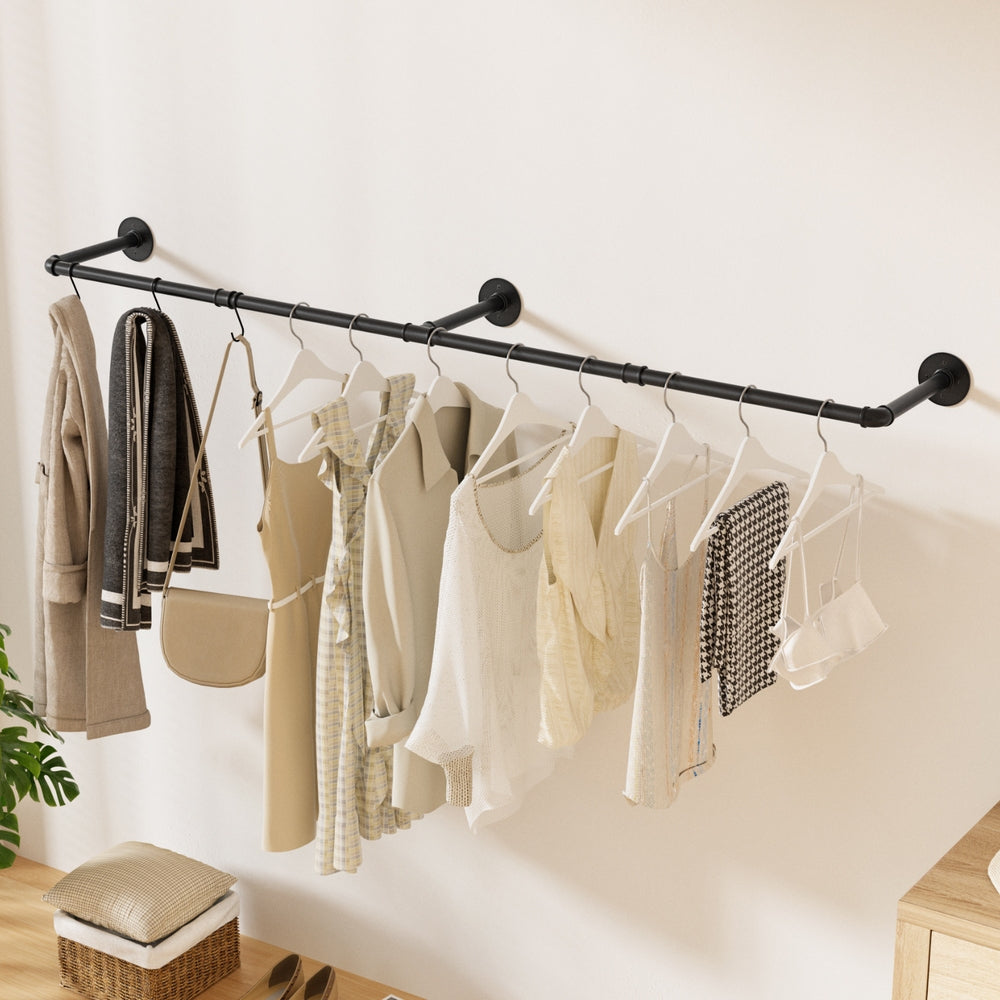 Artiss Wall-Mounted Clothes Rack Airer Metal Black