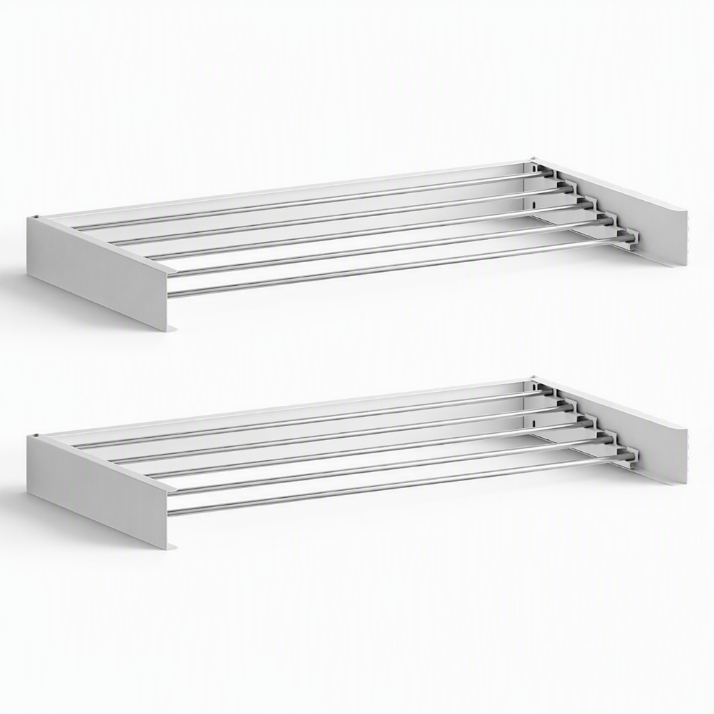Artiss Set of 2 Clothes Rack Wall Mounted Airer Foldable White