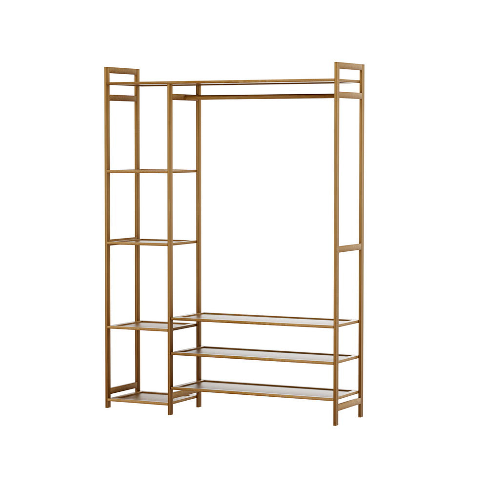 Artiss Bamboo Wardrobe Clothes Rack Coat Stand Walnut