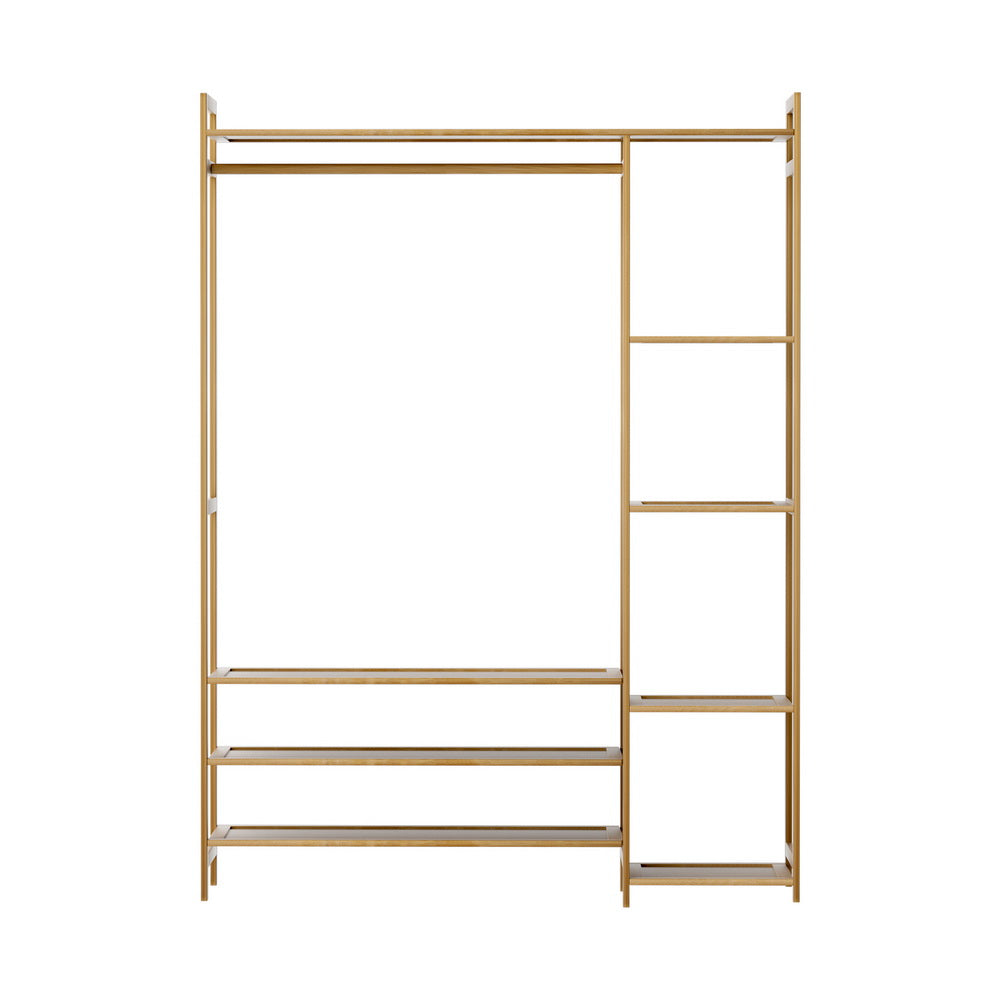 Artiss Bamboo Wardrobe Clothes Rack Coat Stand Walnut