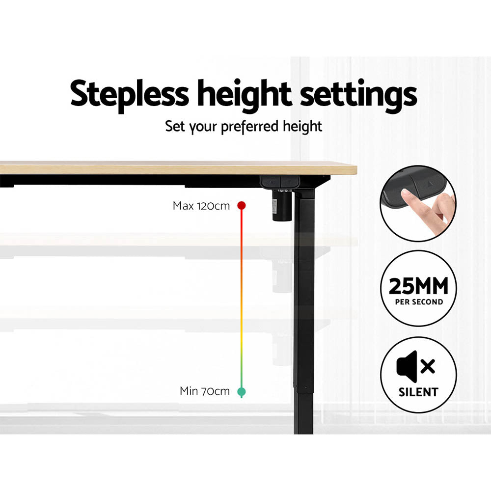 Artiss 140CM Motorised Standing Desk White Oak