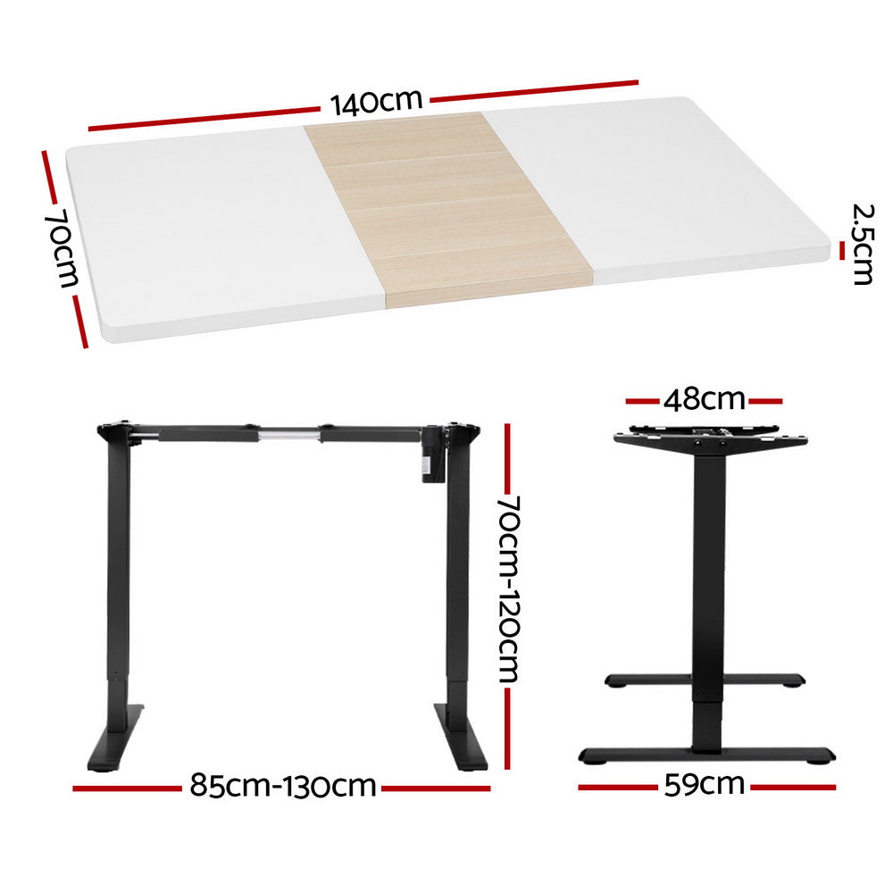 Artiss 140cm Motorised Standing Desk Dual-Motor Adjustable Black Frame