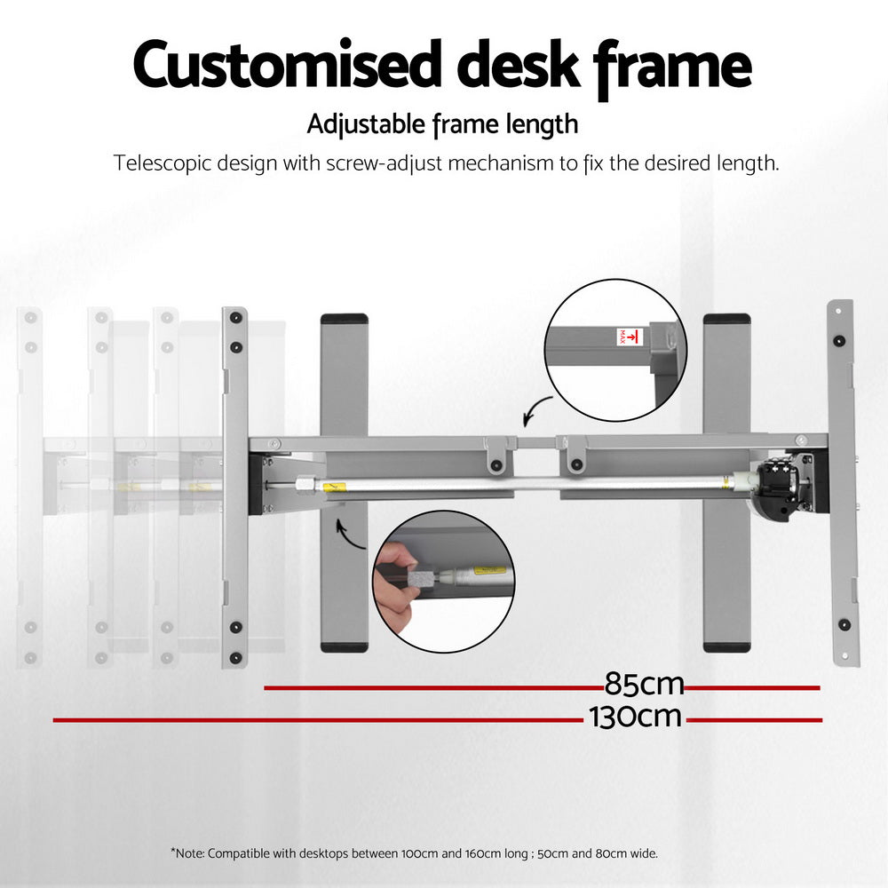 Artiss Electric Desk Frame Height Adjustable 70KG Load Grey