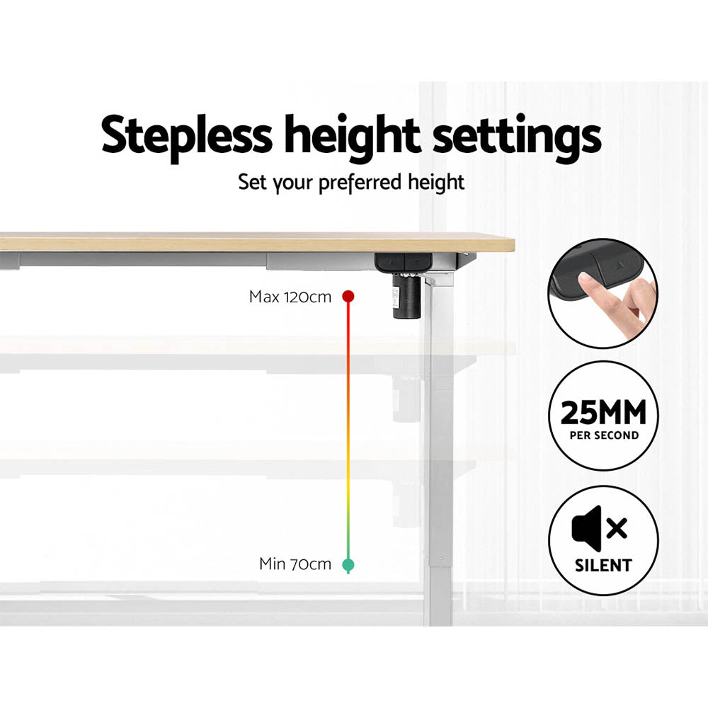 Artiss 140CM Motorised Standing Desk White Oak