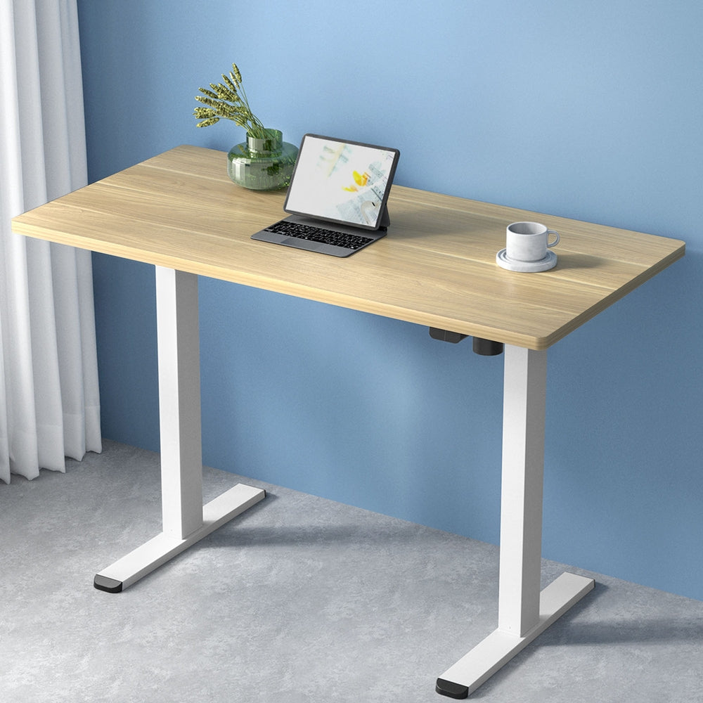 Artiss 140CM Motorised Standing Desk White Oak
