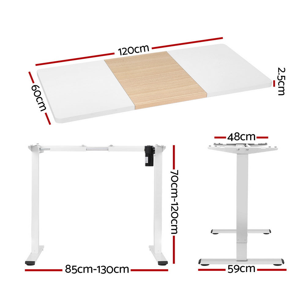 Artiss 120CM Motorised Standing Desk Dual-Motor Adjustable White