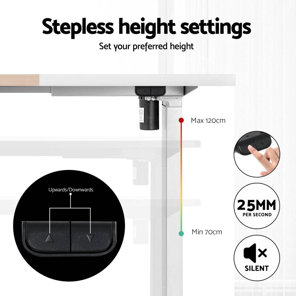 Artiss 120CM Motorised Standing Desk Dual-Motor Adjustable White