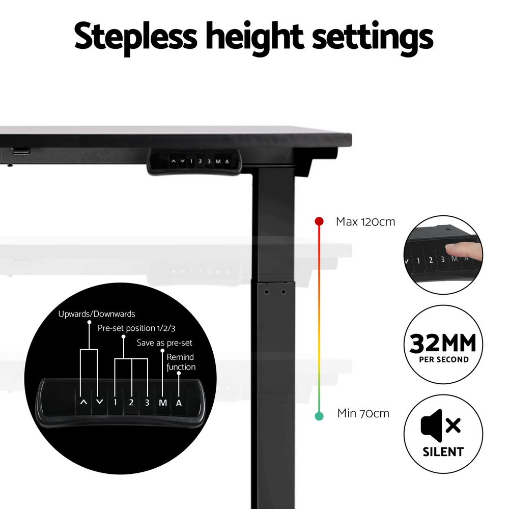 Artiss 120CM Motorised Standing Desk Dual Motor Black