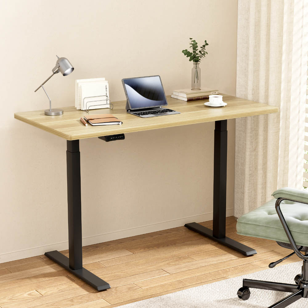 Artiss 140cm Motorised Standing Desk Dual Motor White Oak