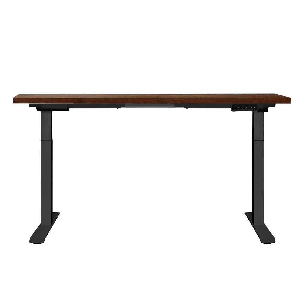 Rustic Brown 140cm Motorised Standing Desk Dual Motor