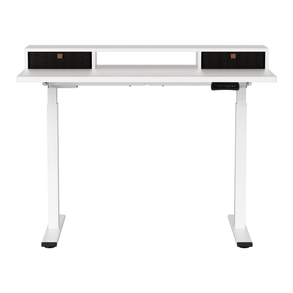 Artiss 120cm Dual Motor Electric Standing Desk White with Shelf Drawer