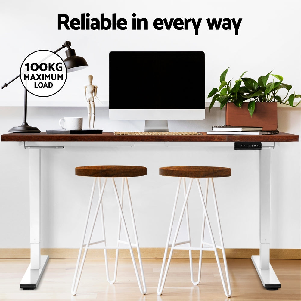 Artiss 140cm Motorised Standing Desk Dual Motor Rustic Brown