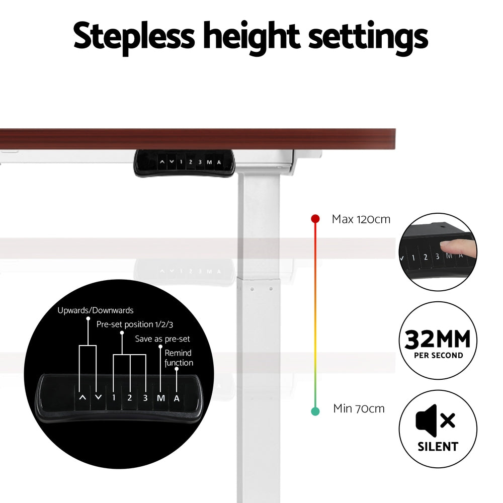 Artiss 120CM Motorised Standing Desk Dual Motor Walnut