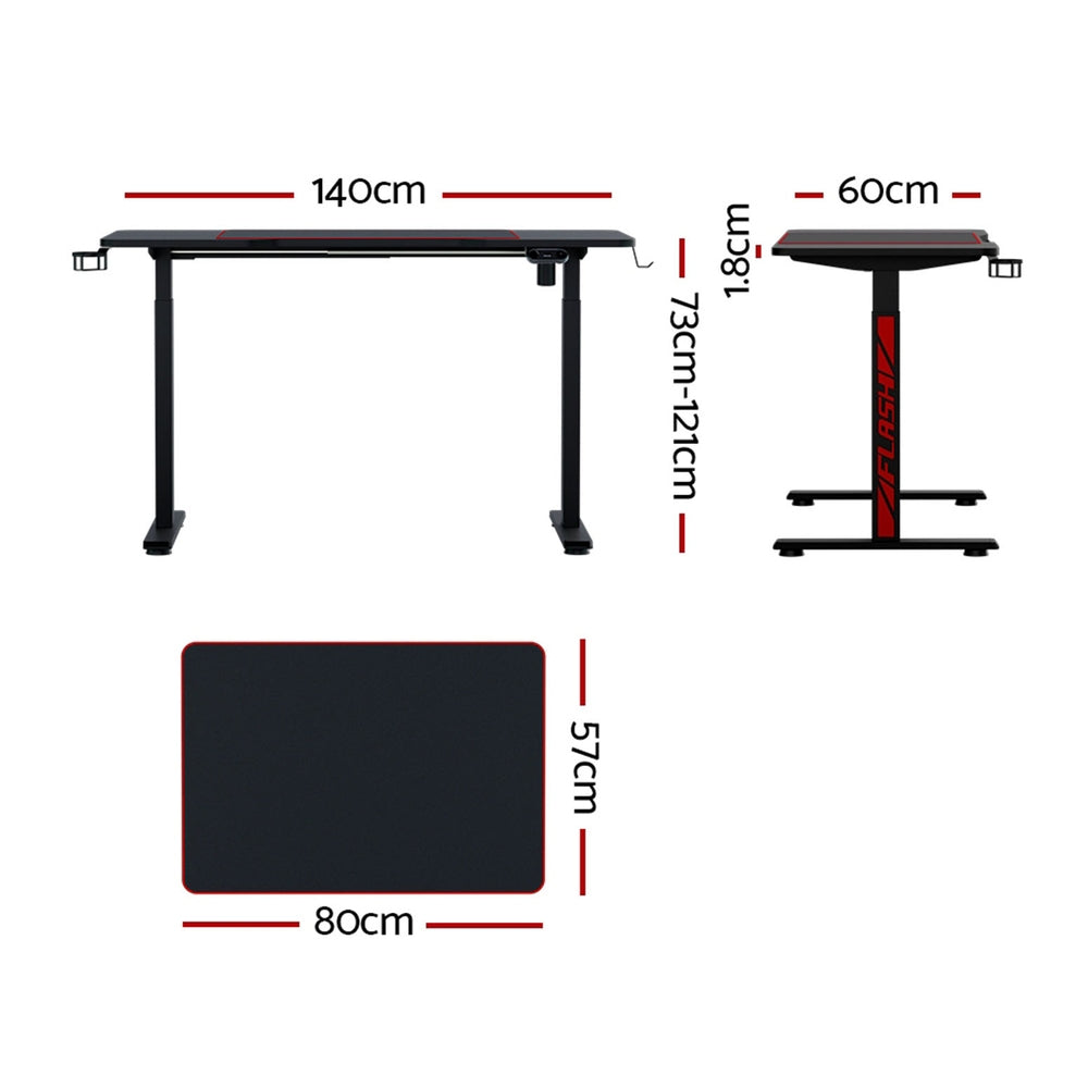 Artiss 140CM Motorised Standing Gaming Desk Black