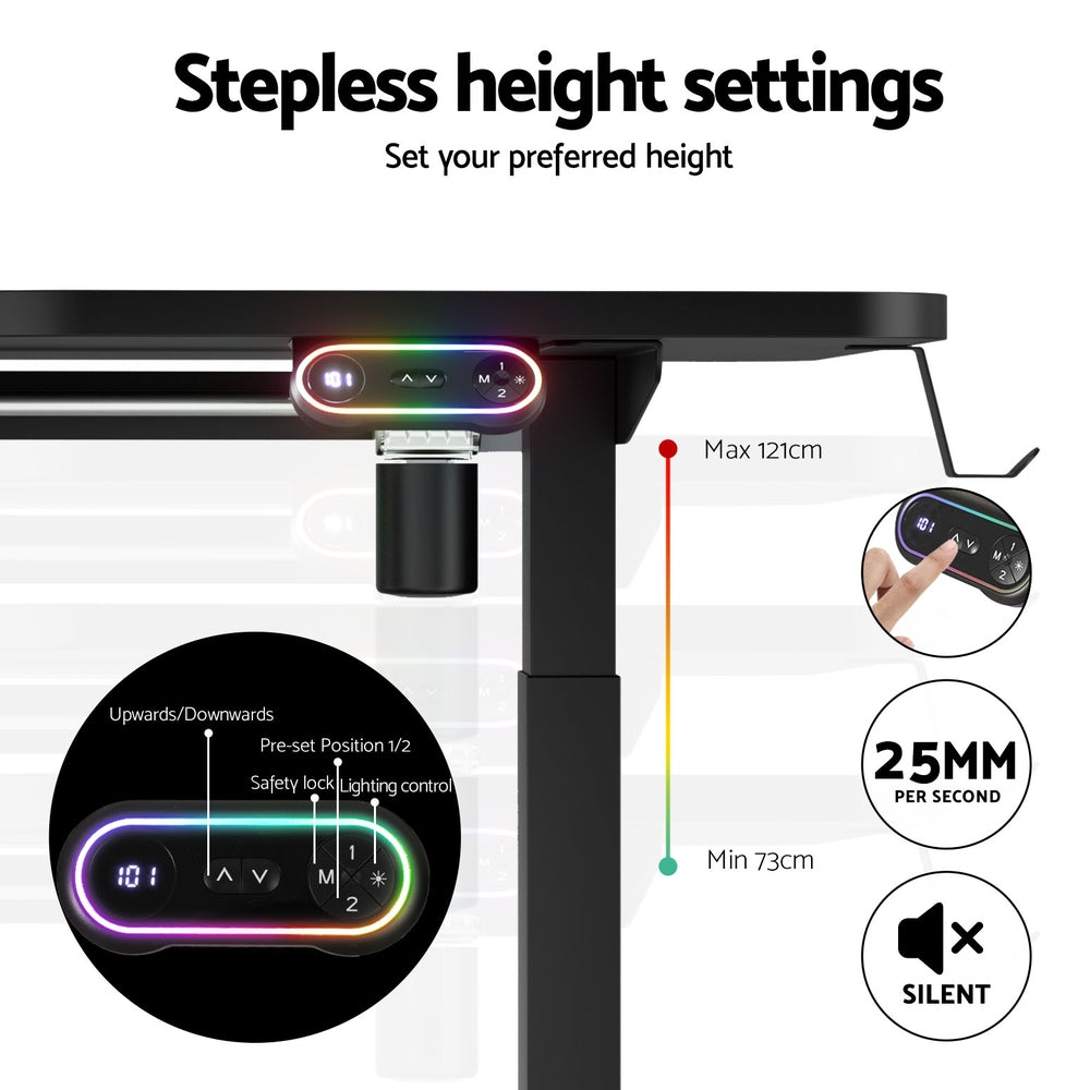 Artiss 140CM Motorised Standing Gaming Desk Black