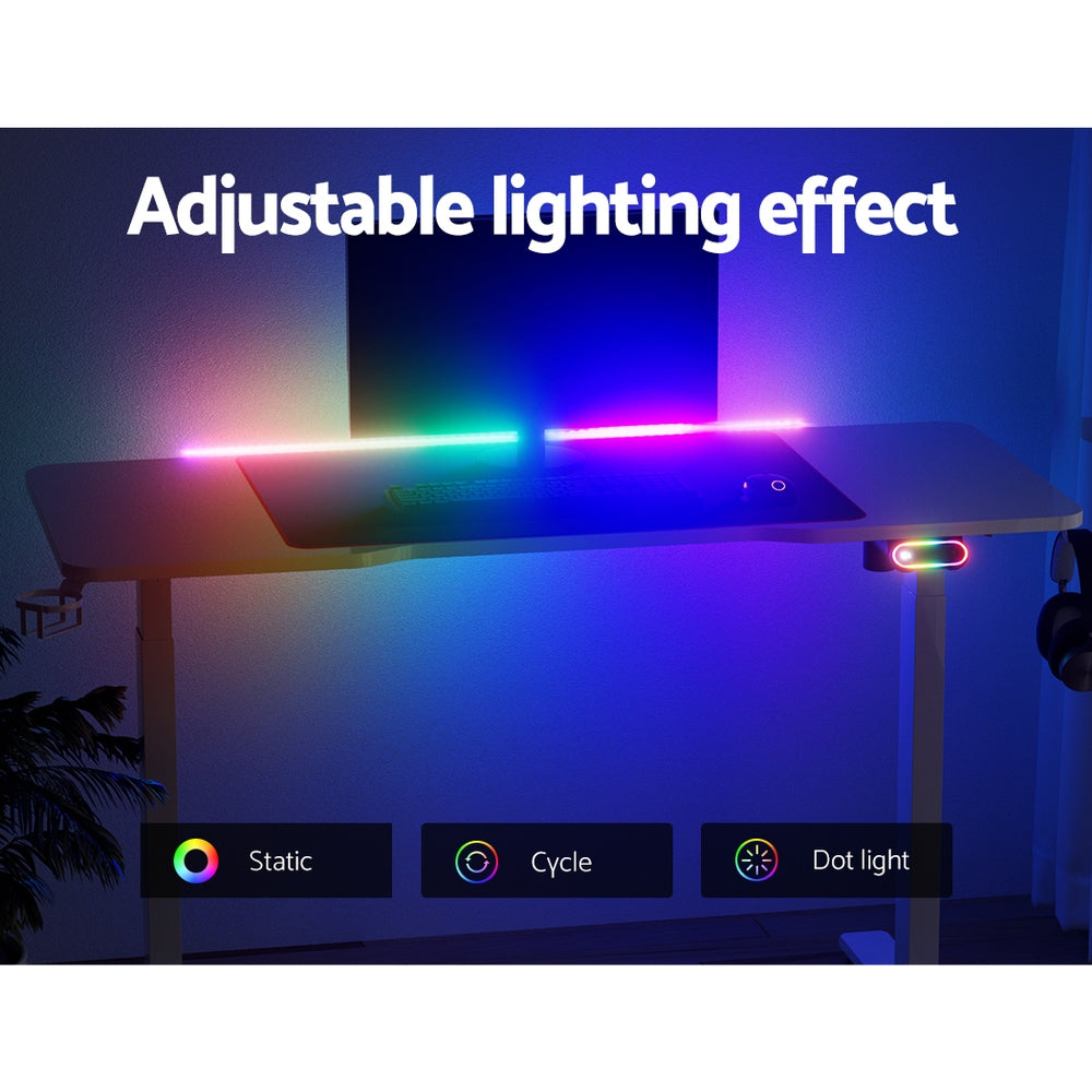 Artiss 140CM Motorised Gaming Desk White RGB LED