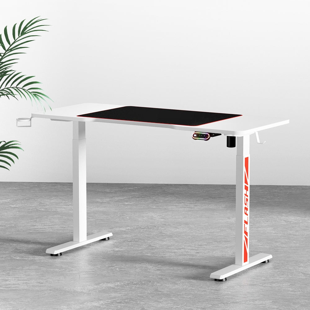 Artiss 140CM Motorised Gaming Desk White RGB LED