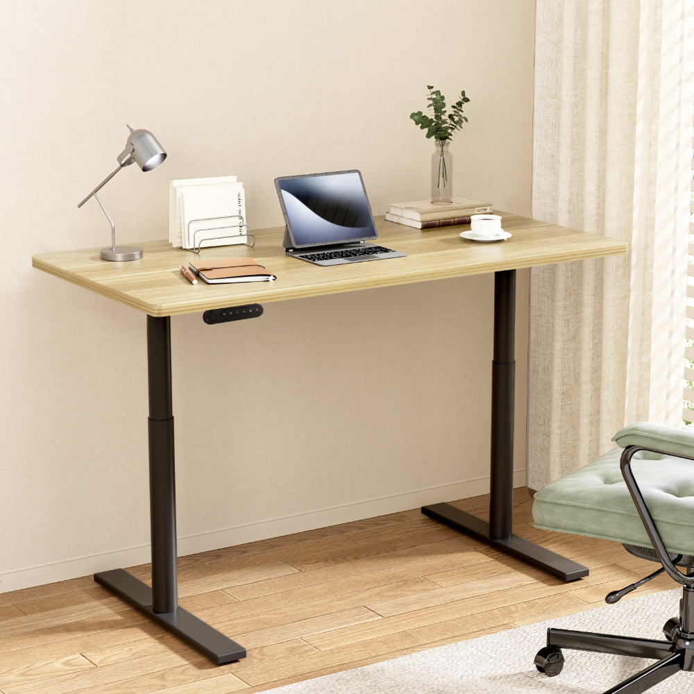 Artiss 140CM Standing Desk Motorised Dual Motor White Oak