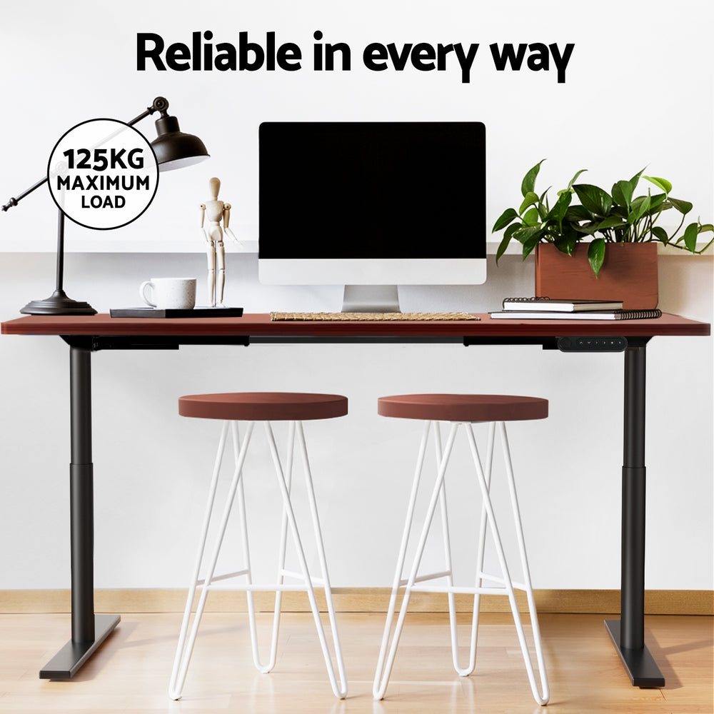 Artiss 140CM Motorised Electric Standing Desk Dual Motor Walnut