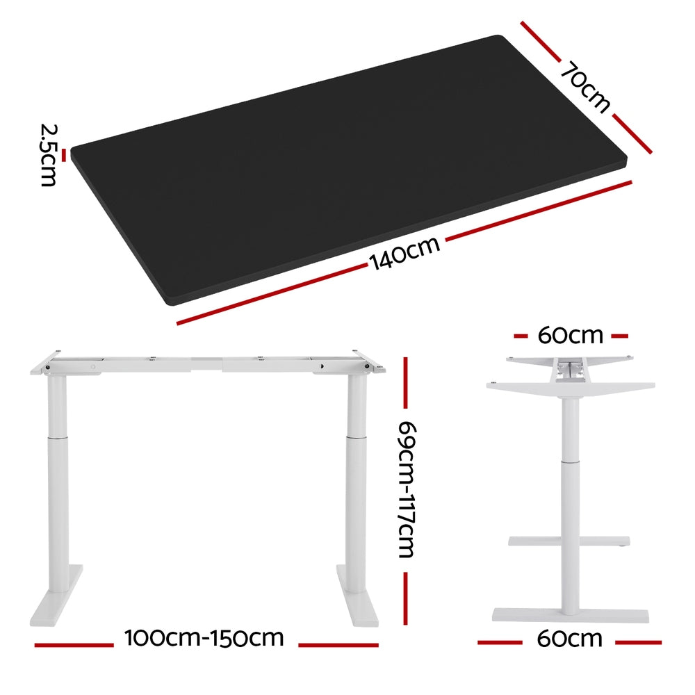 Artiss 140CM Black Motorised Standing Desk Dual Motor