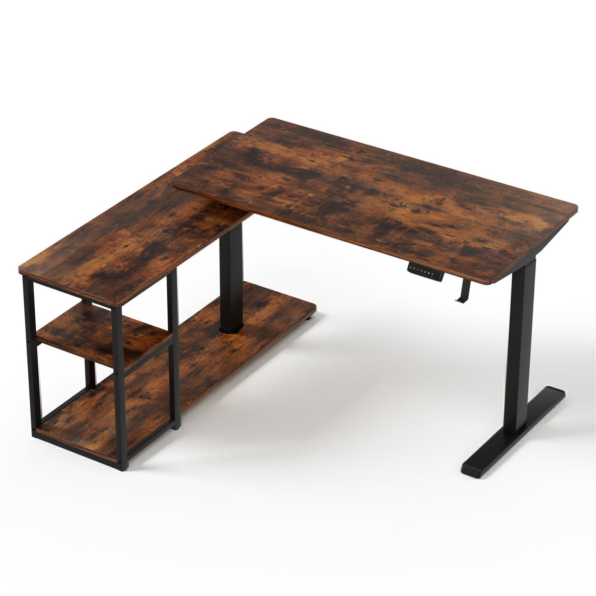 Artiss Electric Standing Desk Motorised 120cm L Shaped Rustic Brown