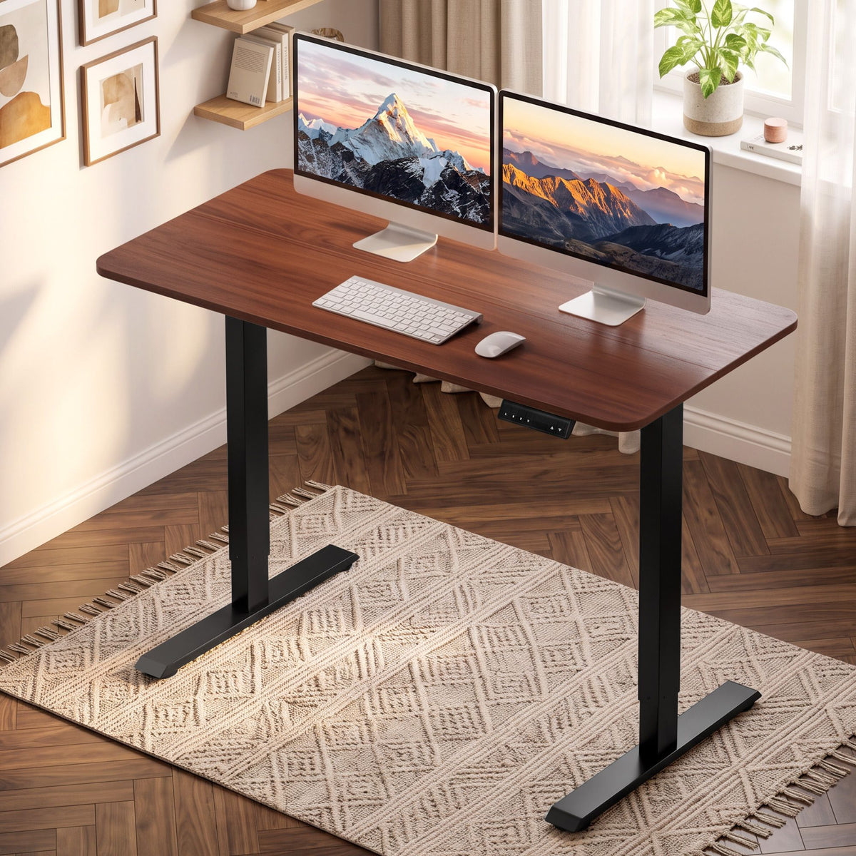 Artiss Electric Standing Desk Height Adjustable 120cm Walnut Black