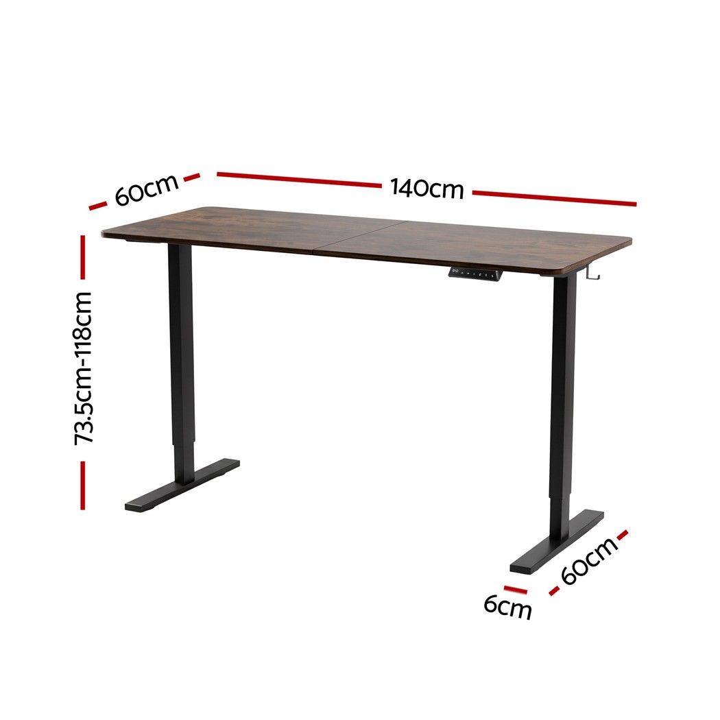 Artiss Standing Desk Height Adjustable 140cm Ergonomic Office Desk Brown