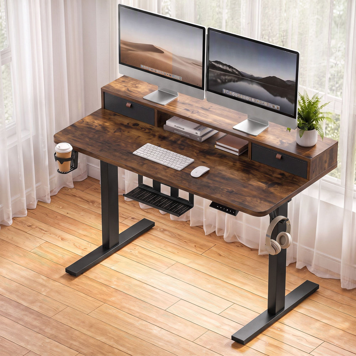 Artiss Electric Standing Desk Height Adjustable 120cm Rustic Brown