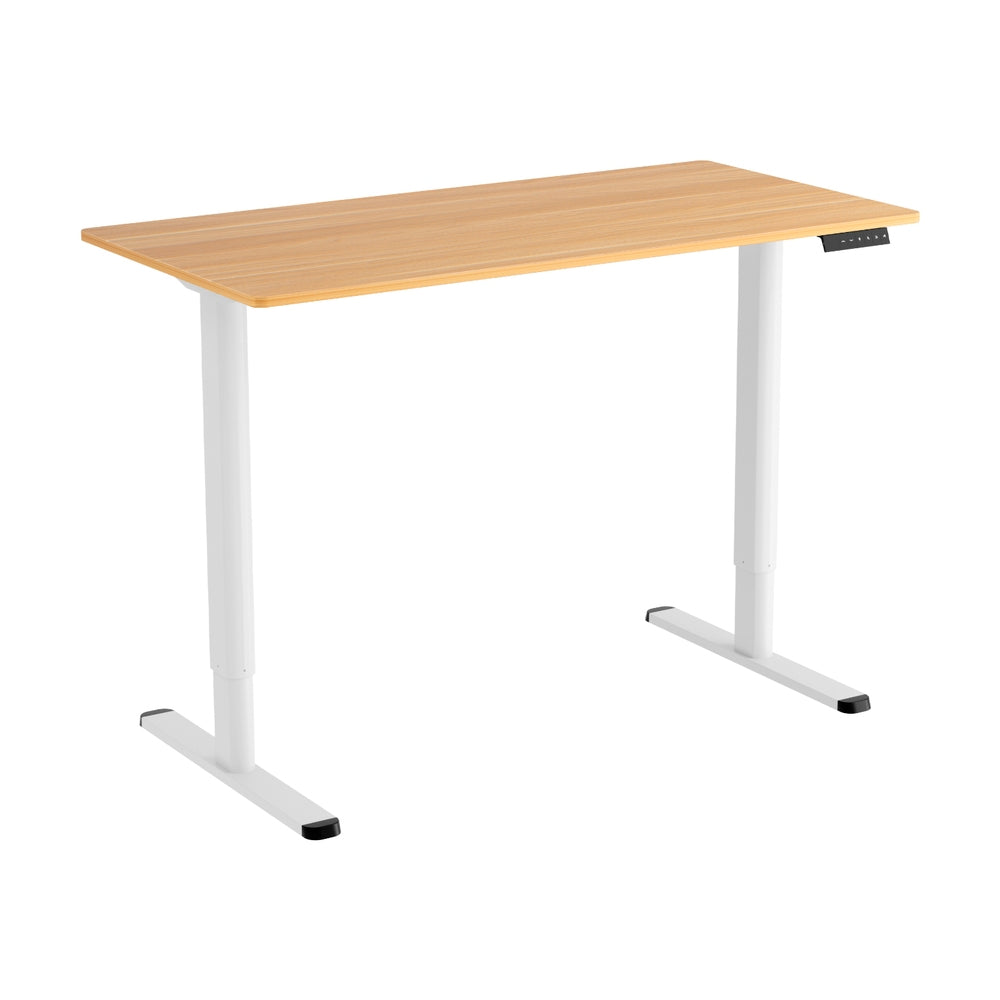 Artiss 120cm Electric Standing Desk Adjustable Home Office White/Natural Wood