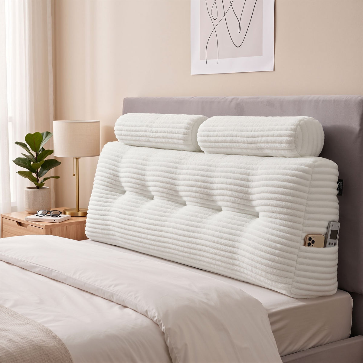Giselle Wedge Pillow Headboard Queen 330g Corduroy