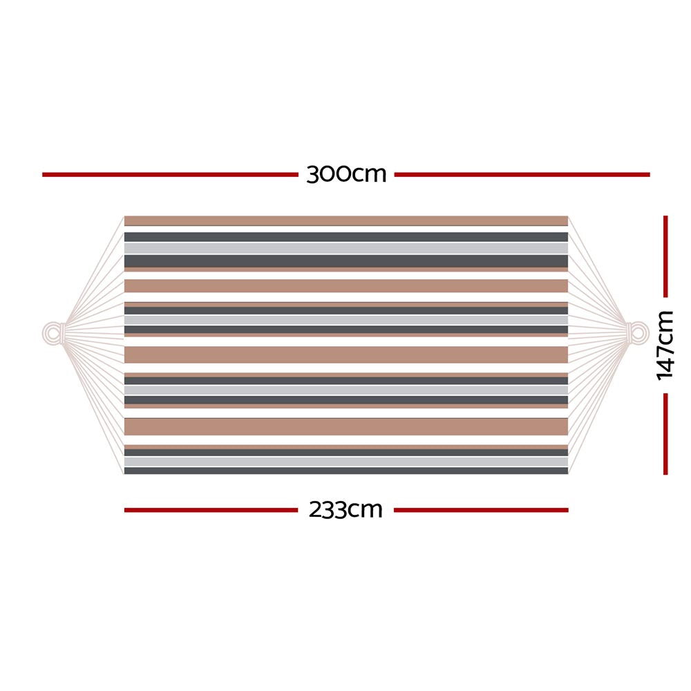 Gardeon Double Hammock Bed Outdoor Camping Beige Grey
