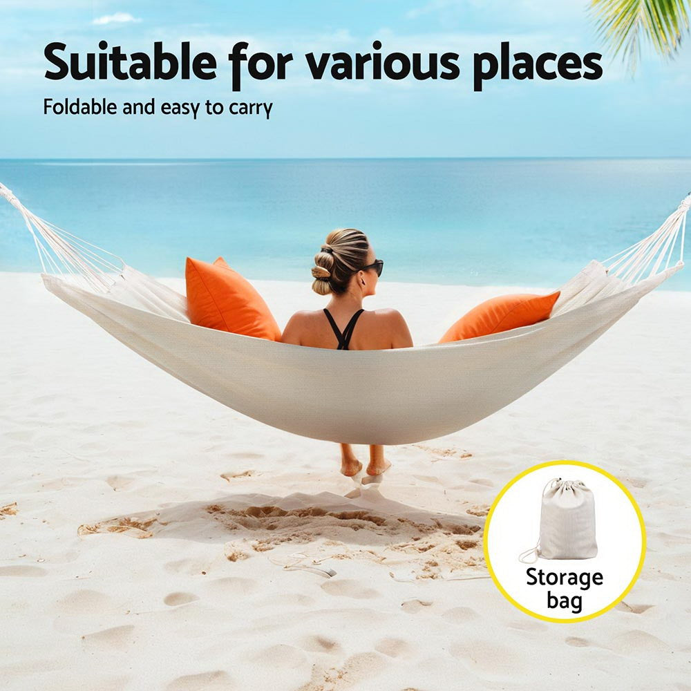 Gardeon Outdoor Hammock Bed Cream with Travel Bag