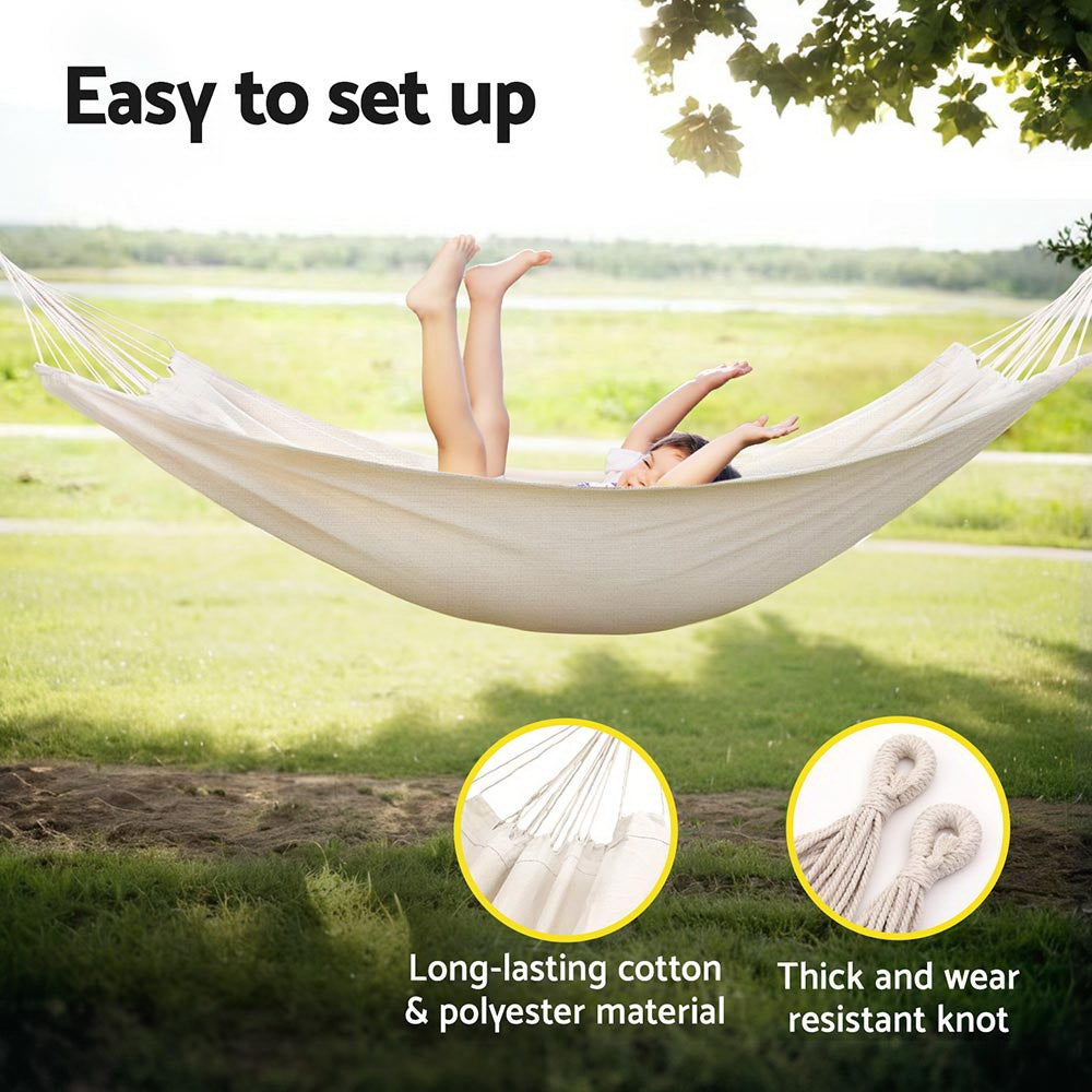 Gardeon Outdoor Hammock Bed Cream with Travel Bag