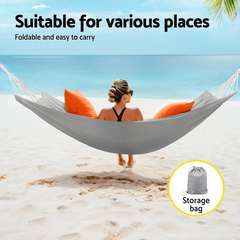 Gardeon Outdoor Hammock Bed Grey with Travel Bag