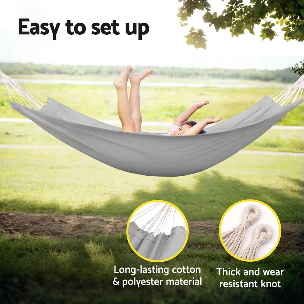 Gardeon Outdoor Hammock Bed Grey with Travel Bag