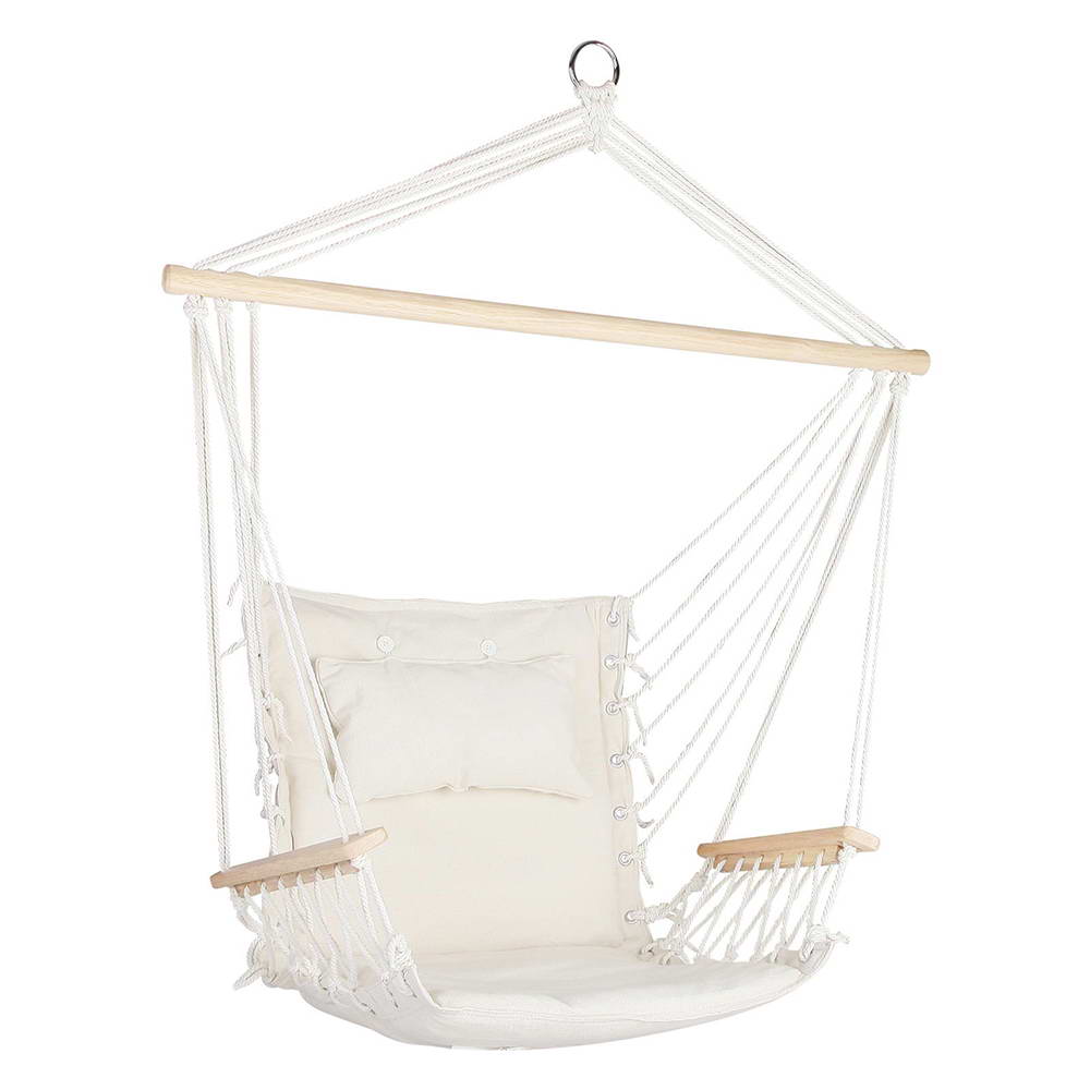 Gardeon Hanging Hammock Chair with Armrest Cream