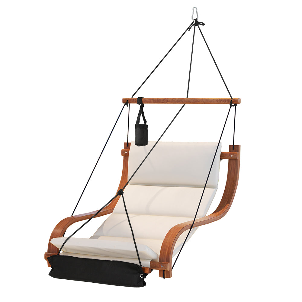 Gardeon Wooden Hammock Chair Indoor Outdoor Lounge Cream Black