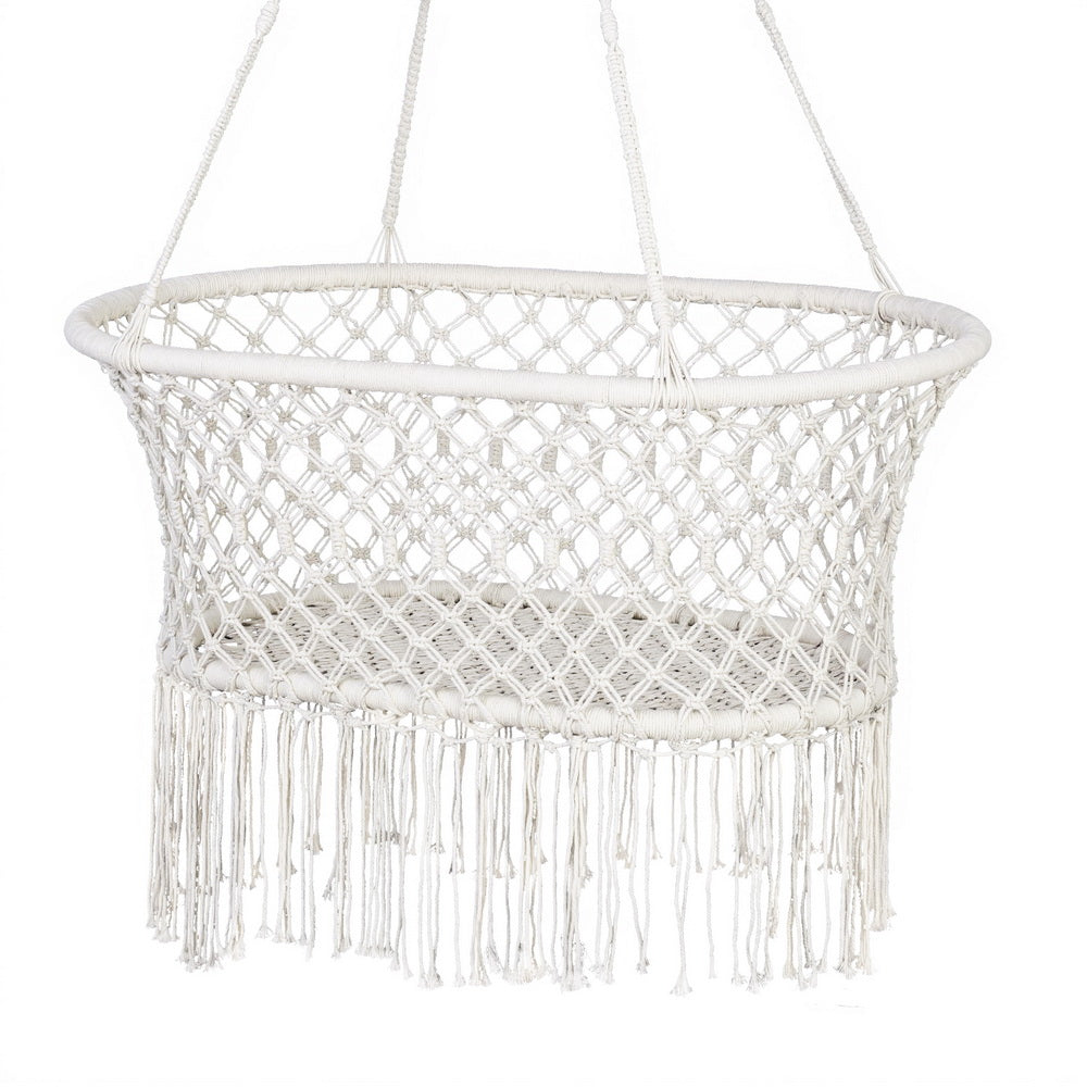 Gardeon Cotton Hammock Chair Indoor Outdoor Cream