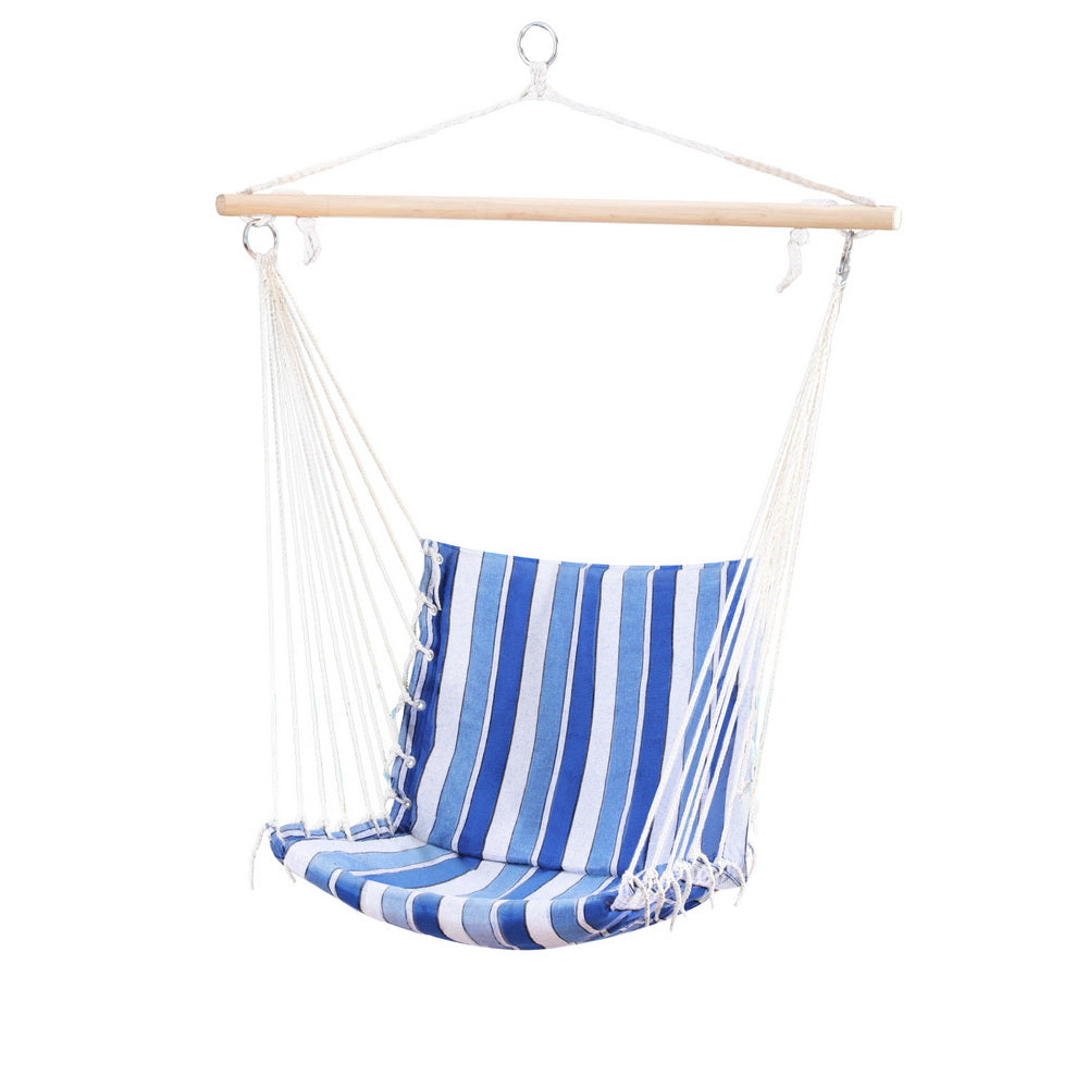 Gardeon Blue Striped Hammock Chair Swing Camping