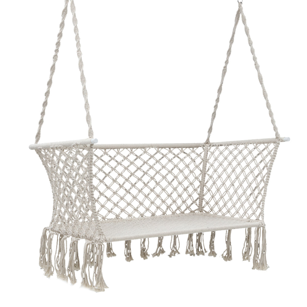 Gardeon Outdoor Hammock Chair 2-Person Cream Portable Camping