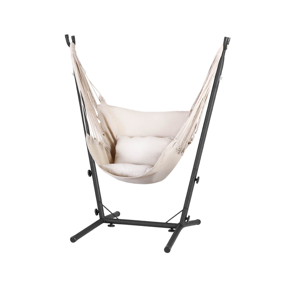 Gardeon Outdoor Hammock Chair with Stand Cream