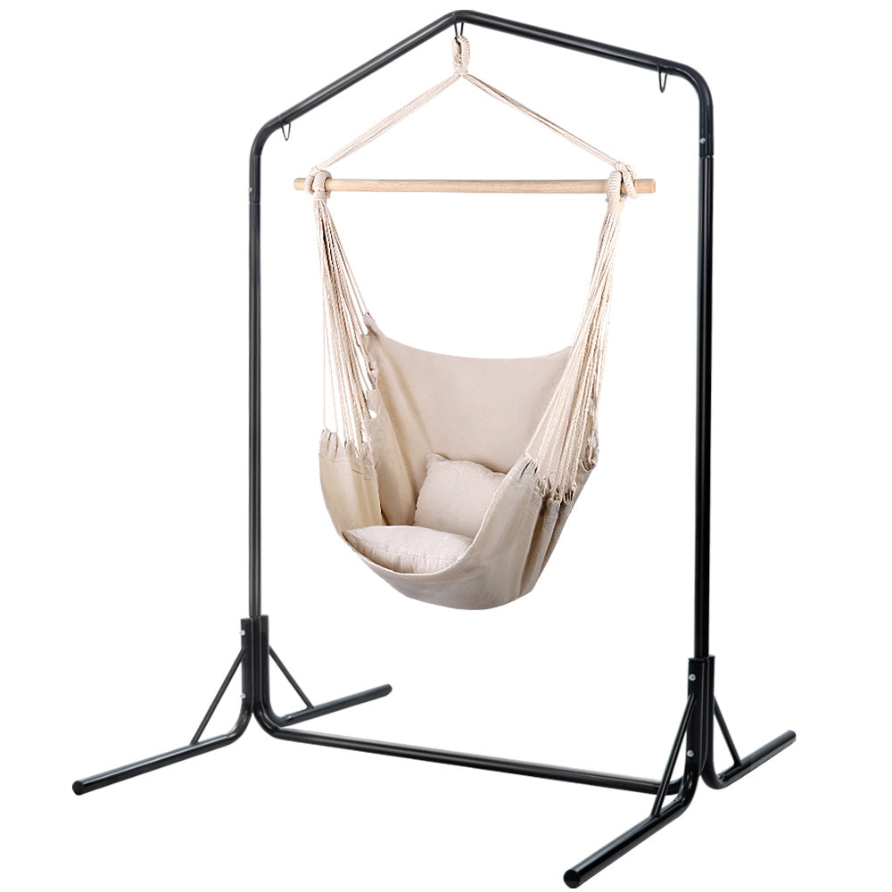 Gardeon Outdoor Hammock Chair with Stand Cream
