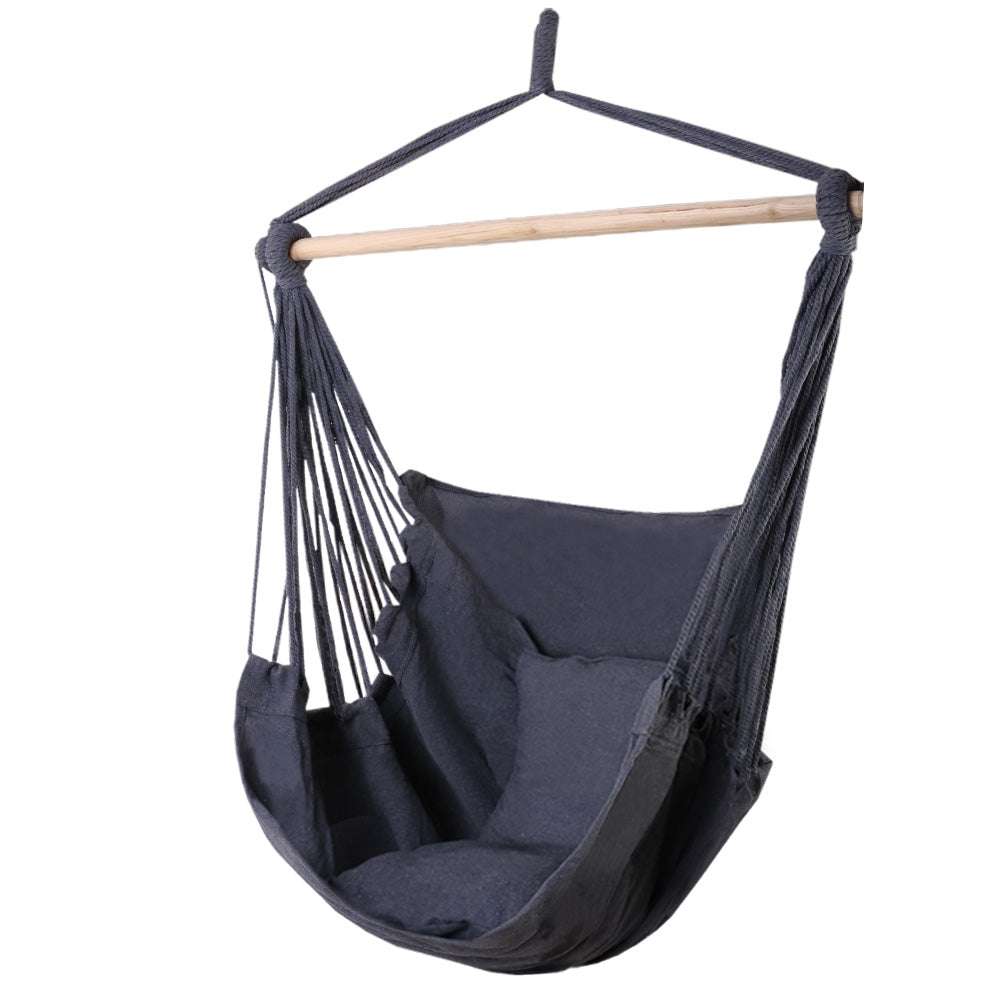 Gardeon Outdoor Hammock Chair Camping Hanging Grey with Cushions