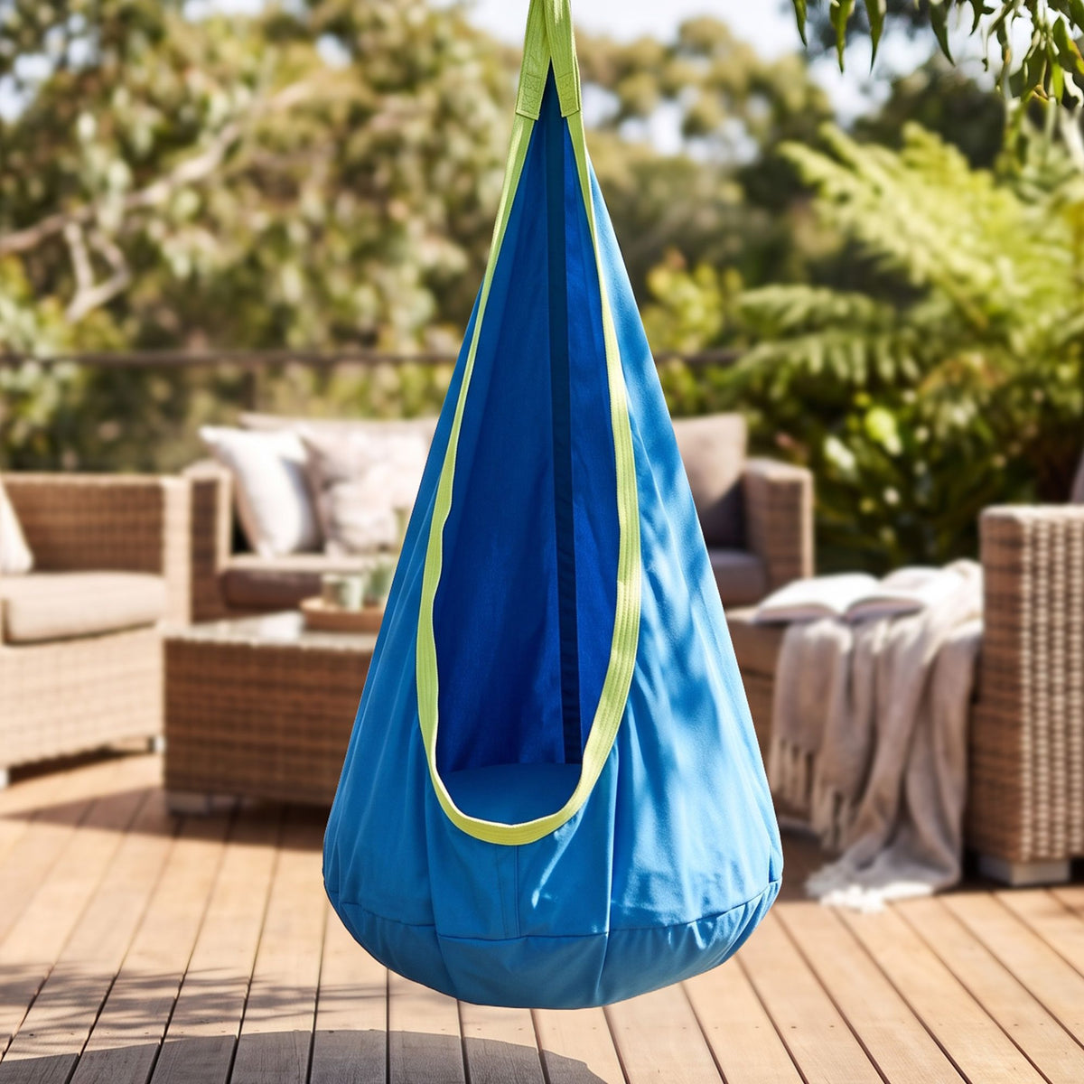 Gardeon Kids Hammock Chair 70cm x 150cm with Cushion Blue