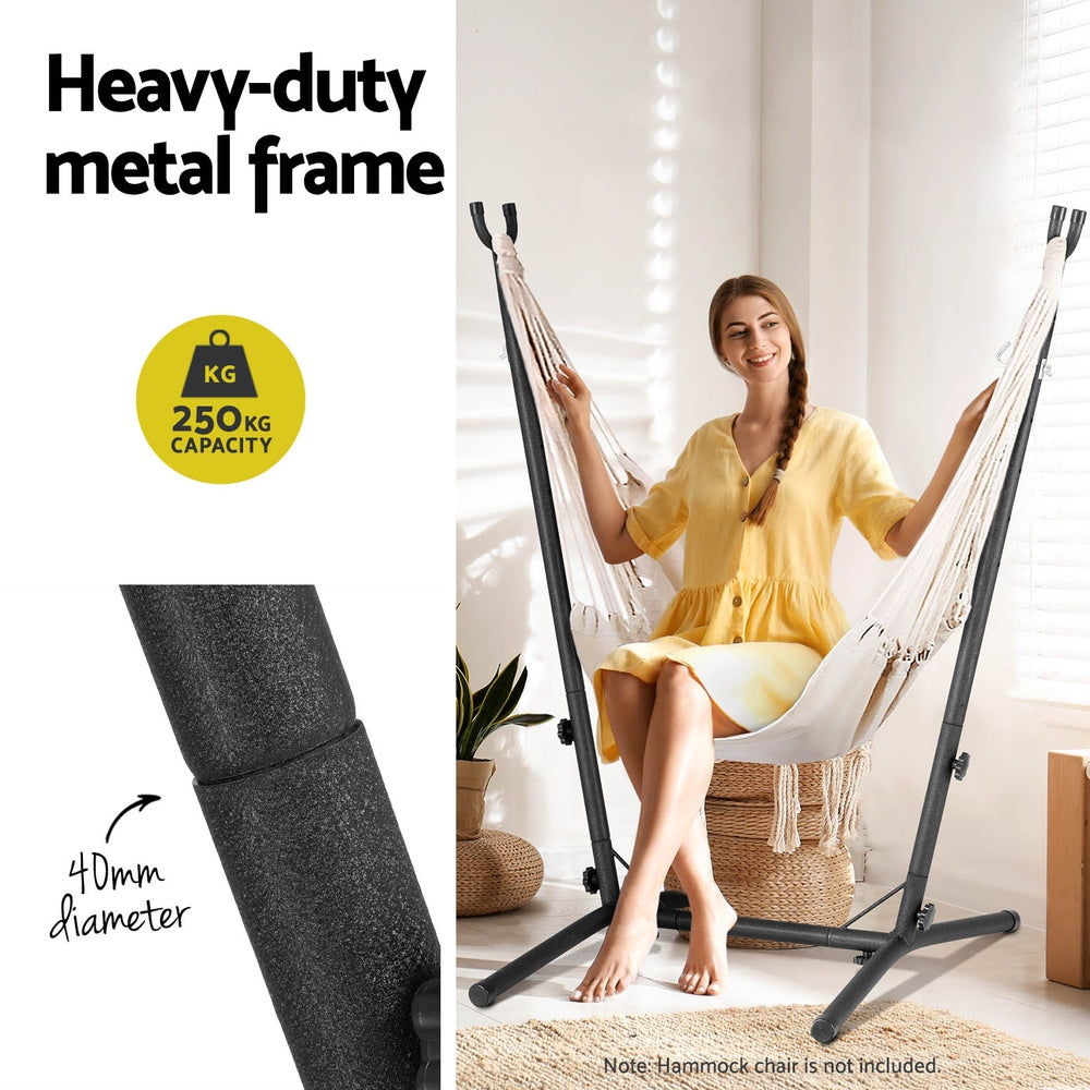 Gardeon Hammock Chair Stand Metal Frame Black Indoor Outdoor