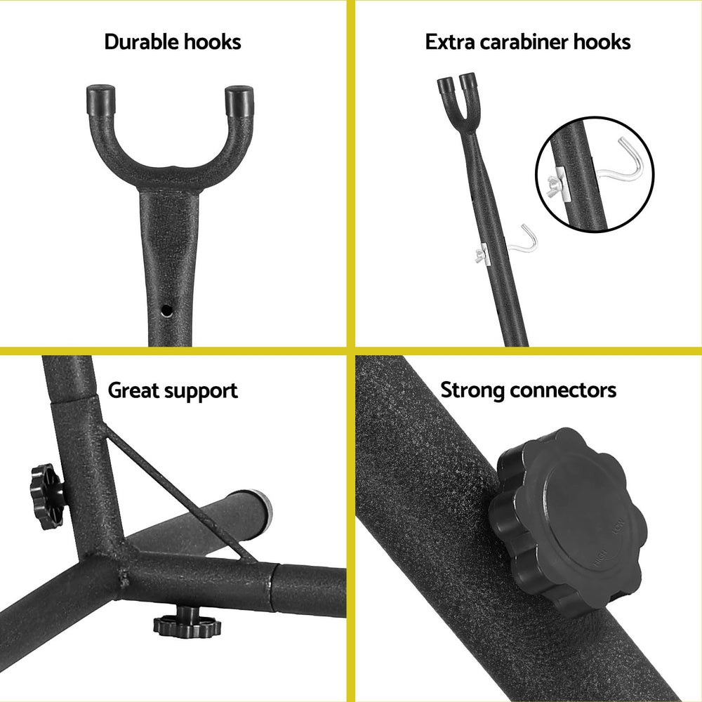 Gardeon Hammock Chair Stand Metal Frame Black Indoor Outdoor