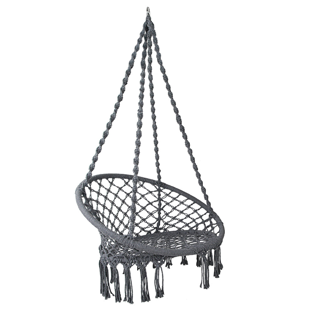Gardeon Macrame Hammock Chair Indoor Outdoor Hanging Grey