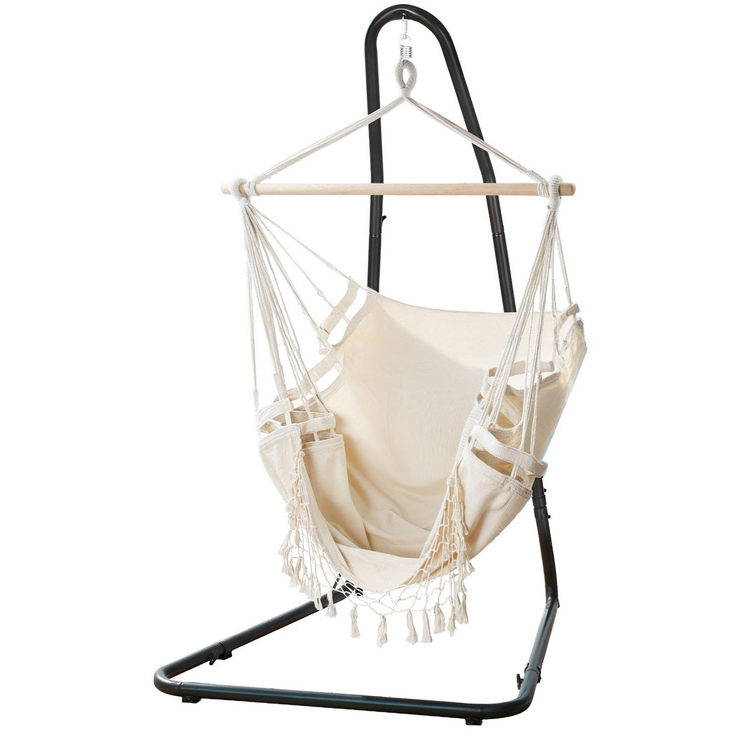 Gardeon Hanging Hammock Chair with Powder-Coated Steel Stand